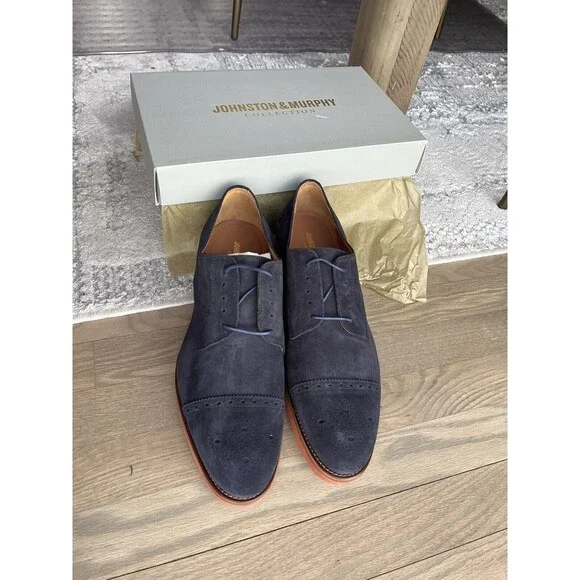 New Johnston & Murphy Collection Ashford Suede Leather Oxford Shoes men Sz 8.5